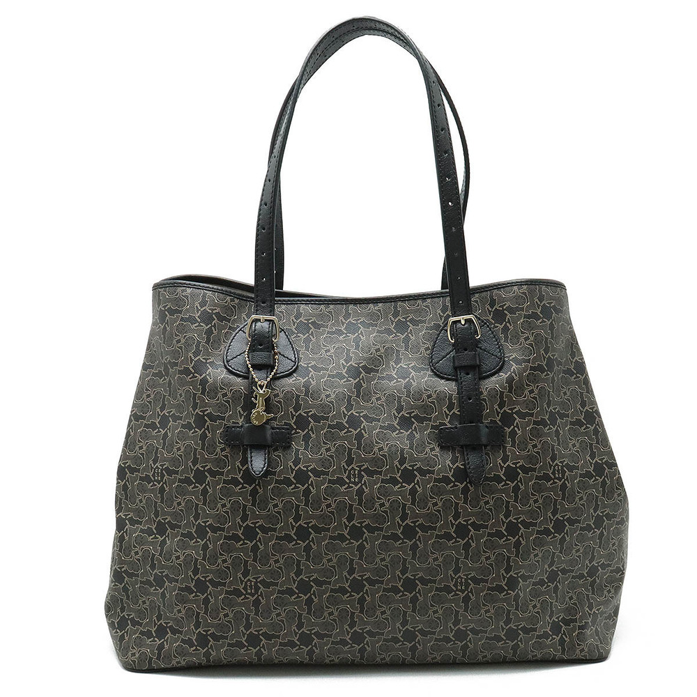 Celine Sulky Tote Bag Shoulder Hobo Strap Leather Black Gray Charm